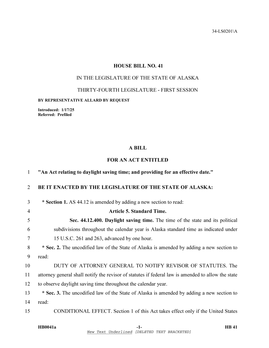 Alaska House introduces HB 41 to adopt year-round daylight saving time