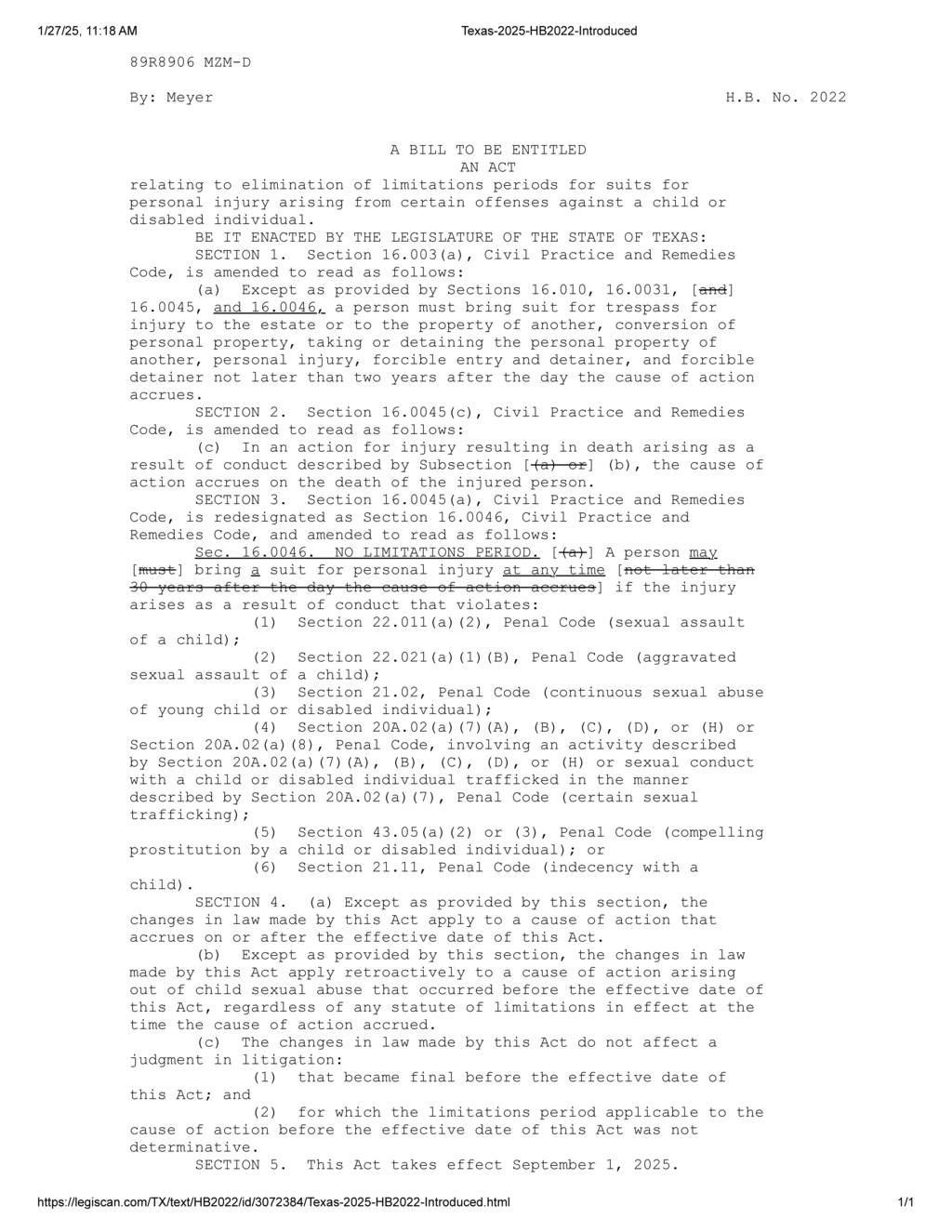 Texas Legislature approves bill to remove statute of limitations for child sexual abuse suits