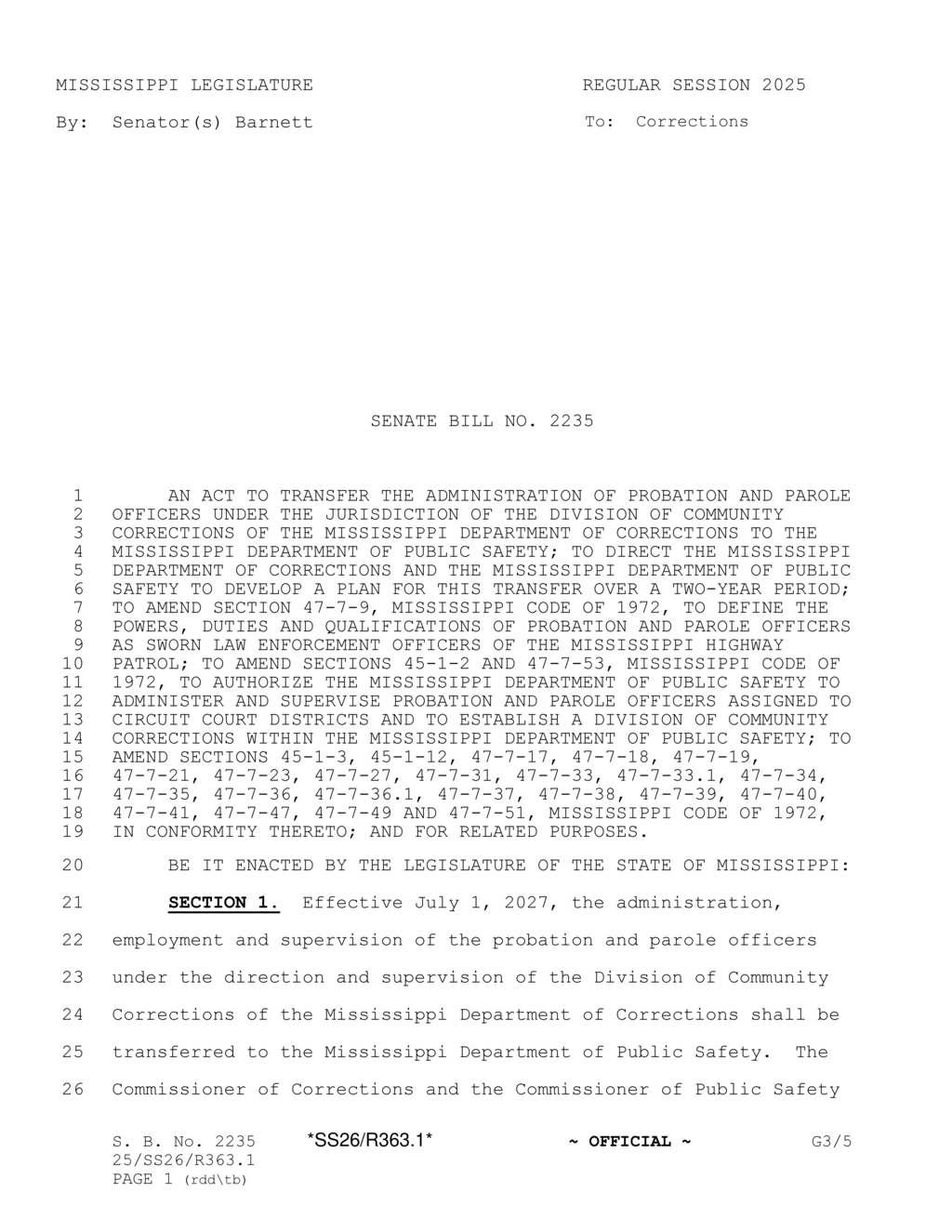 Mississippi Senate approves new salary scale for Highway Patrol and Bureau of Narcotics officers