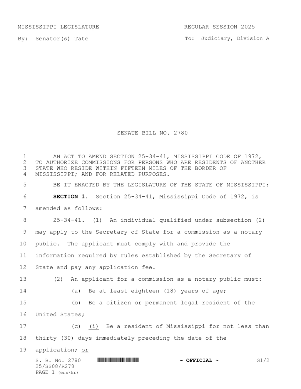 Mississippi updates notary public commission requirements including residency and surety bond