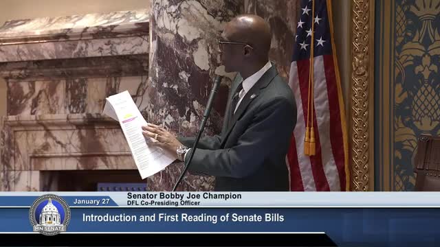 Minnesota Senate adopts committee reports and two resolutions recognizing employees; several bills given first reading or re‑referred