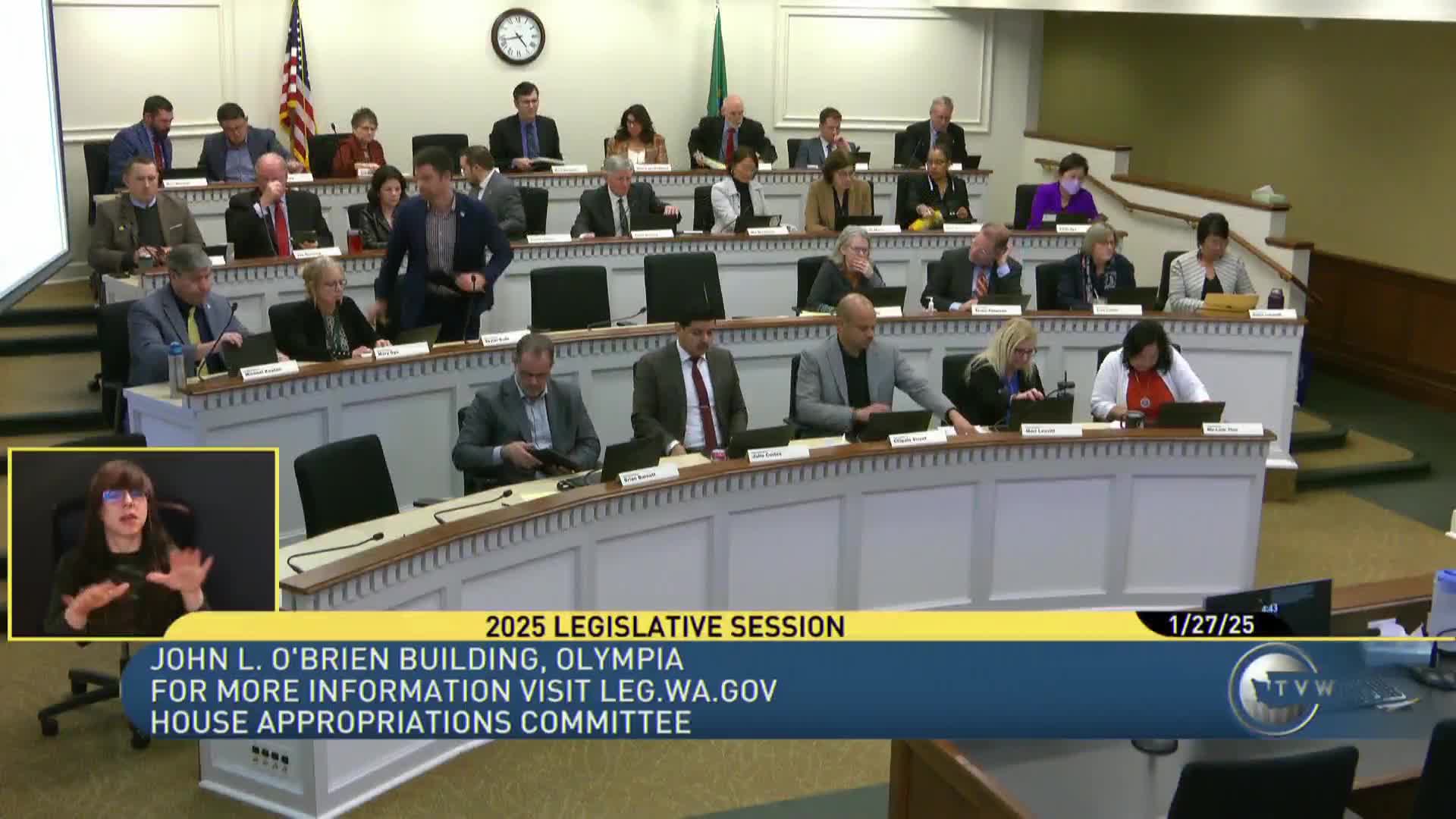 Appropriations Committee reports four bills out of committee by unanimous voice/tally; one bill removed from executive session list