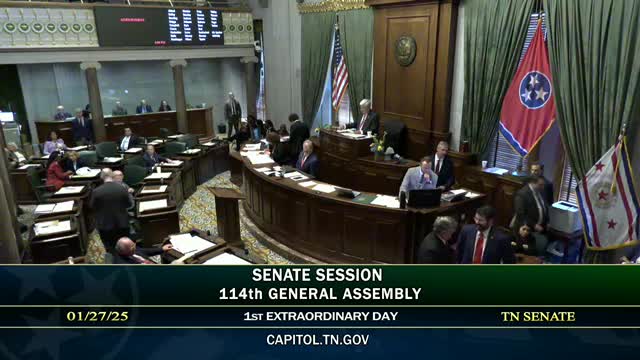 Tennessee Senate convenes special session, adopts rules and passes five bills on first consideration