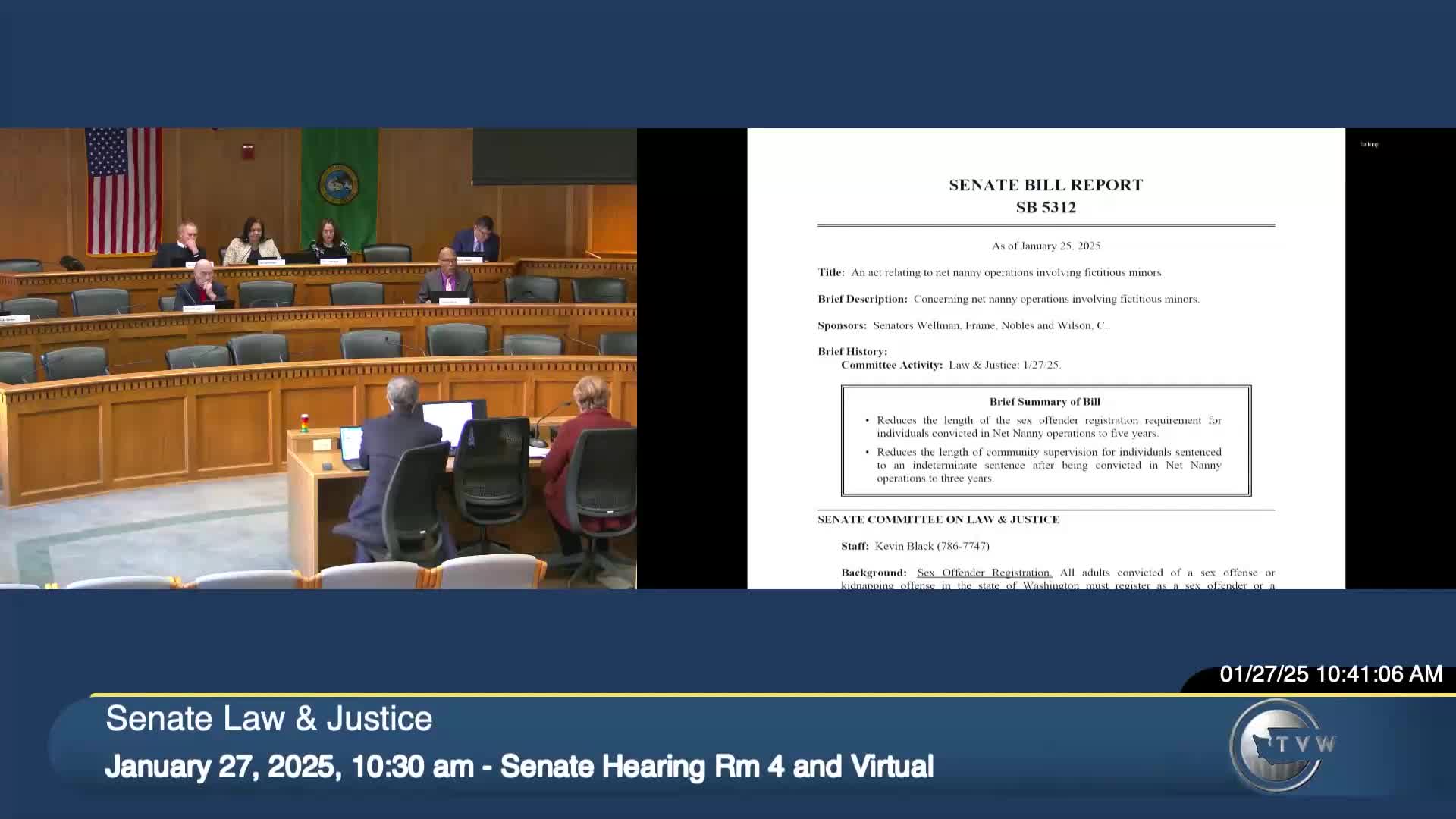 Lawmakers hear mixed testimony on bill to shorten registration and supervision for convictions from "net nanny" stings