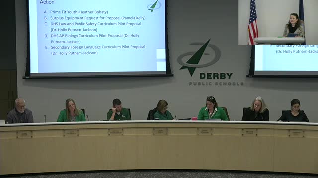 Derby USD 260 board approves Prime Fit Youth pilot, surplus equipment sale and three curriculum pilots