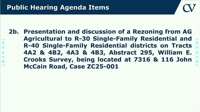 Rezoning proposal for 12-home subdivision on John McCain Road raises emergency-access and code-conflict questions