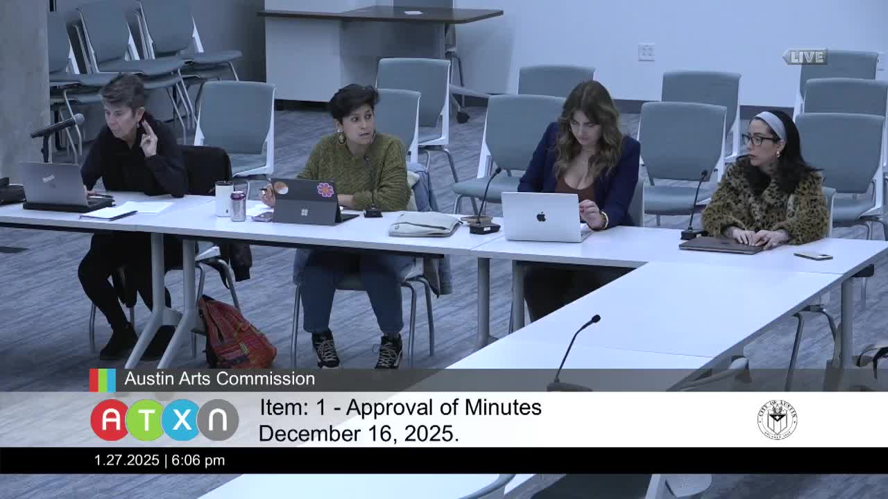 Arts Commission approves Dec. minutes and moves several items on consent