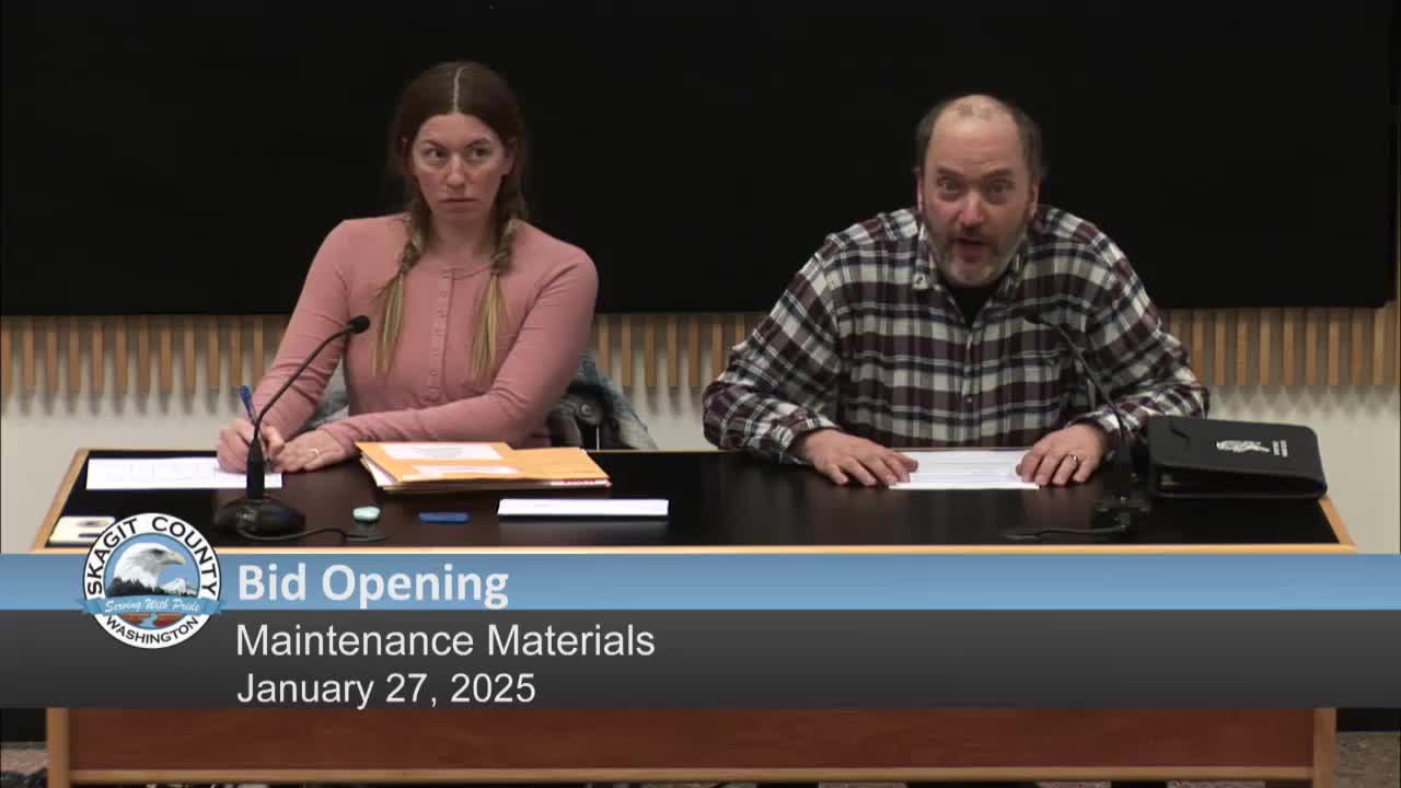 Skagit County opens bids for road maintenance materials; staff to post results, seek awards Feb. 7
