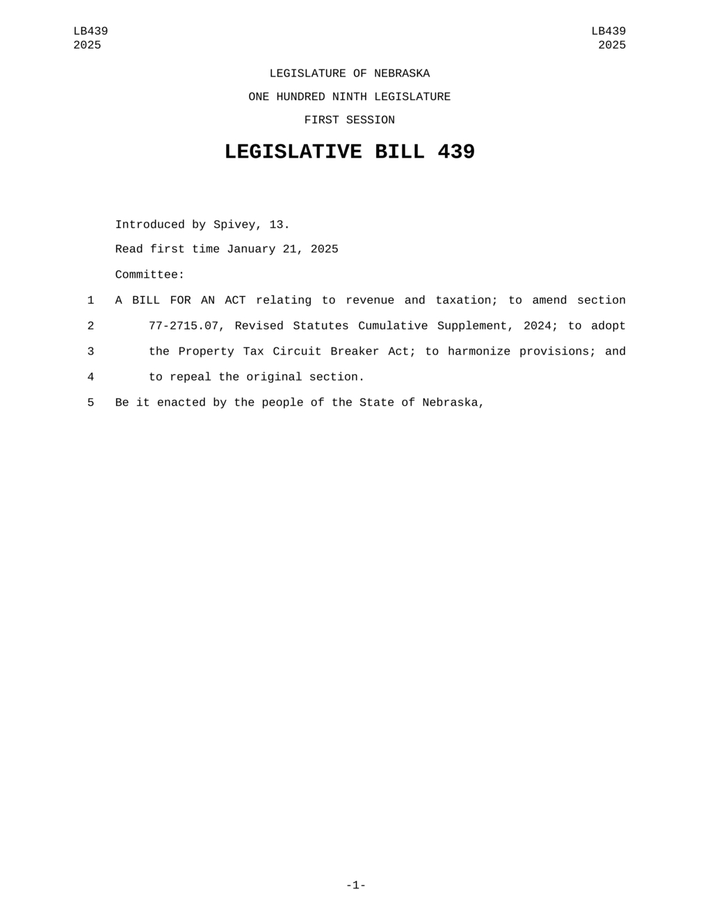 Nebraska proposes refundable tax credits for low-income individuals and beginning farmers
