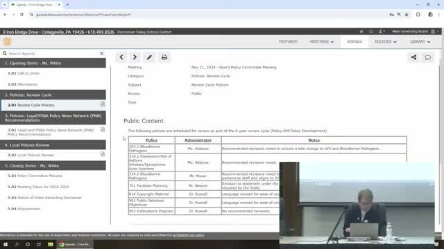 Perkiomen Valley policy committee weighs wording change to HIV and bloodborne pathogen policies