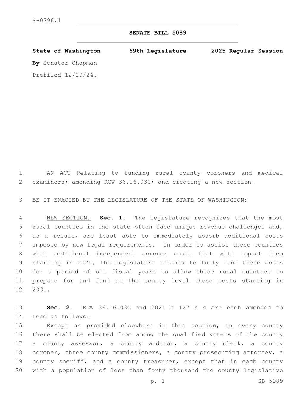 Washington counties may replace coroners with appointed medical examiners under new law