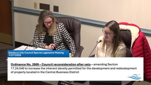 Salisbury City Council overrides Mayor Taylor's veto on controversial density ordinance