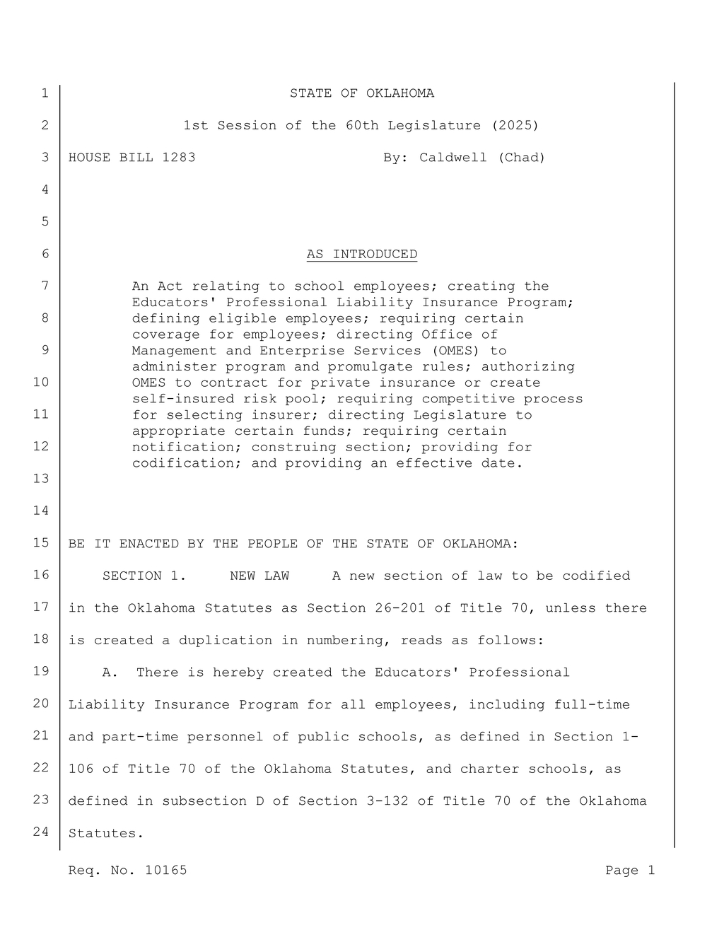 Oklahoma introduces Educators' Professional Liability Insurance Program with two million dollar coverage
