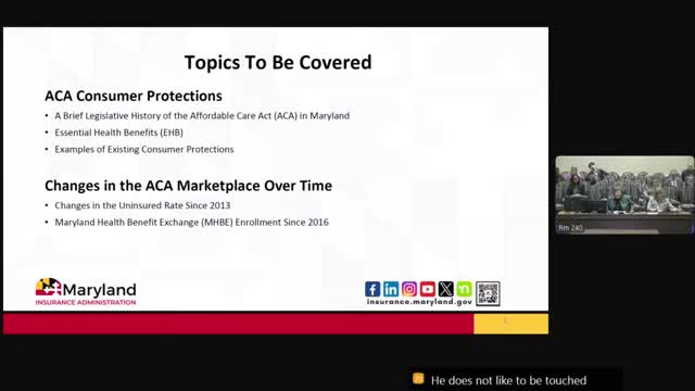 Maryland regulators tell Health and Government Operations Committee ACA, reinsurance and subsidies cut uninsured rate and kept premiums low