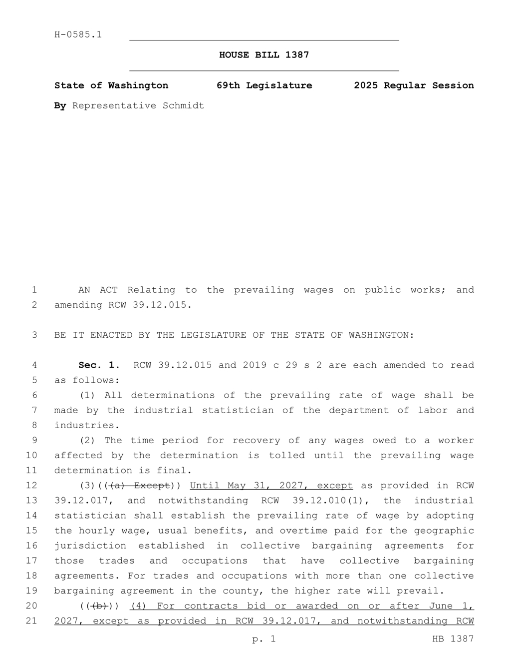 Washington Legislature amends public works wage determination under prevailing wage law