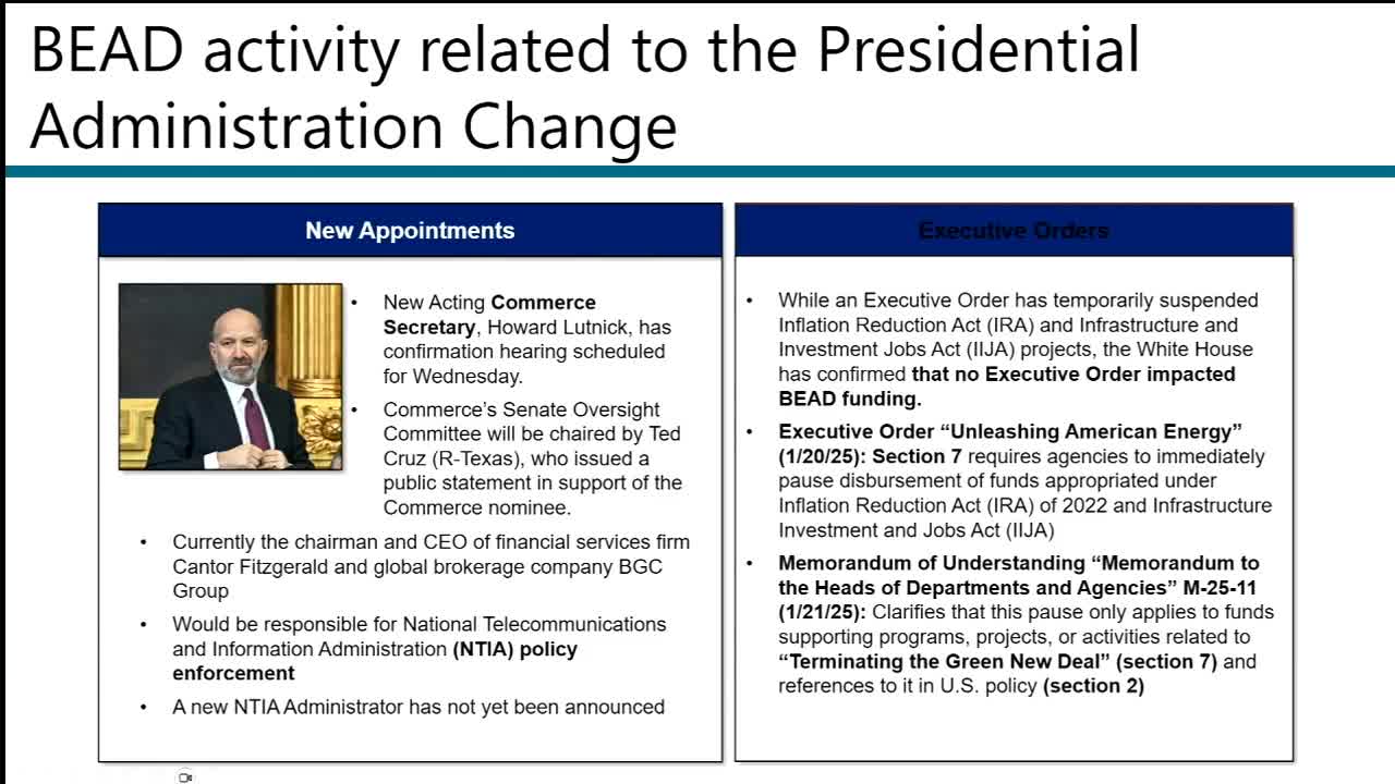 Officials say BEAD planning funds were partially spent; carryover exemption will be needed if program continues