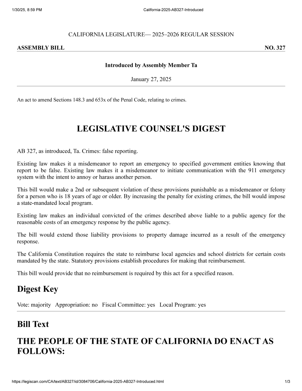 California amends Penal Code to impose stricter penalties for false emergency reports