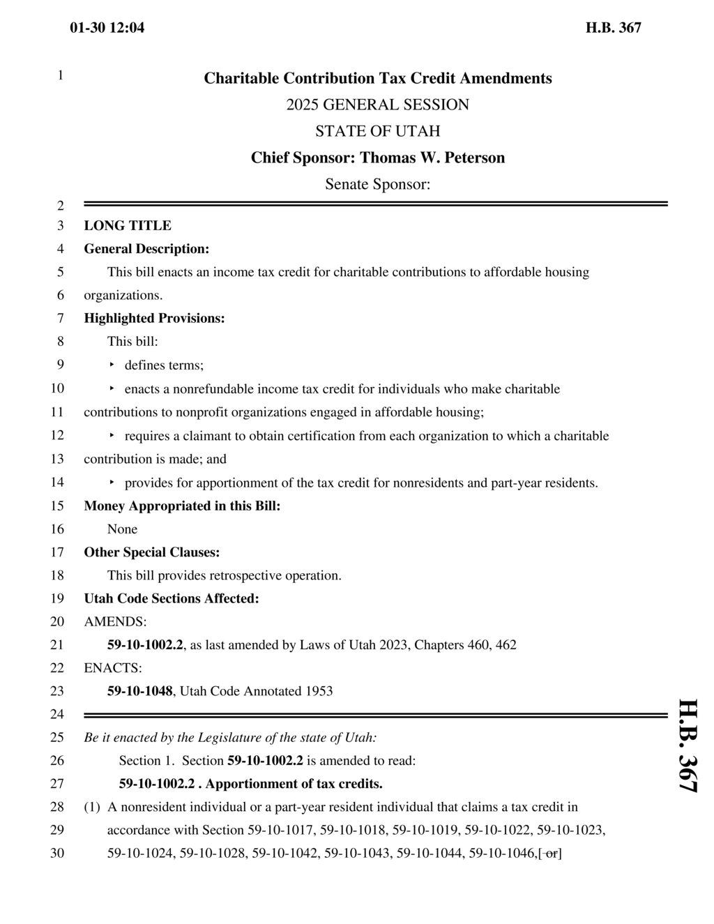 New tax credit established for contributions to affordable housing organizations in Utah