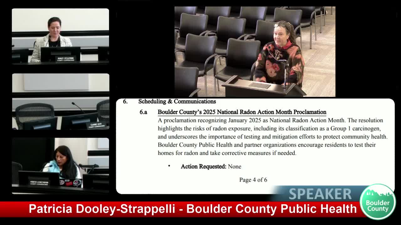 Board proclaims January 2025 National Radon Action Month in Boulder County