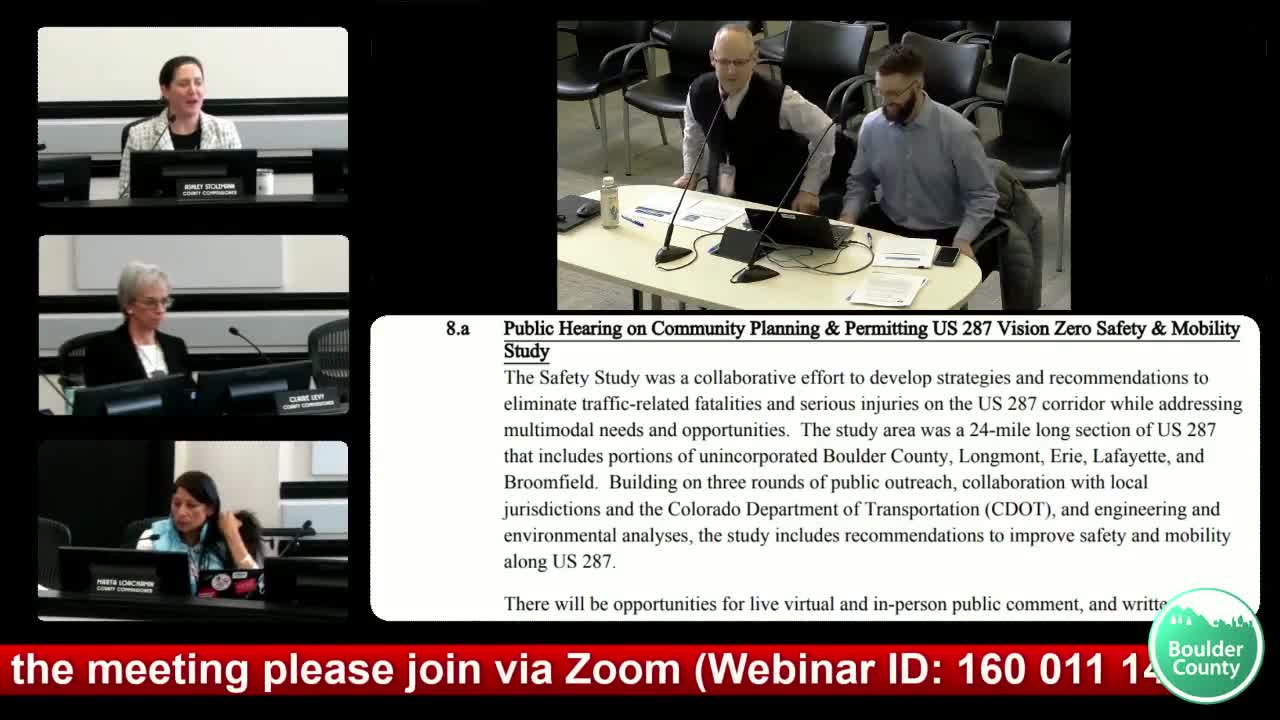 Board adopts US‑287 Vision Zero safety and mobility study, clearing path for median barriers and multimodal projects