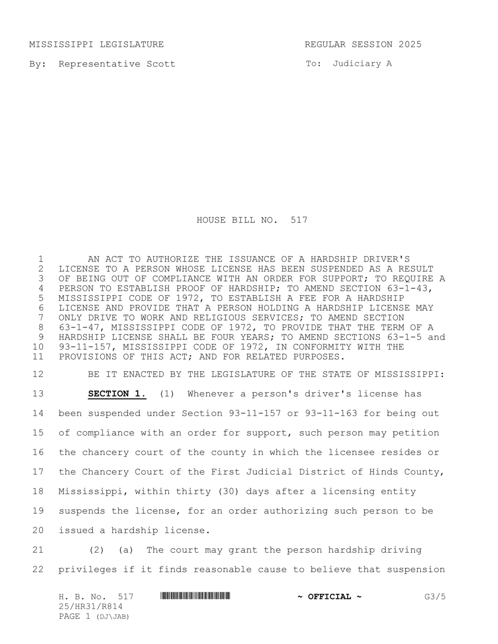 Mississippi amends support compliance law allowing license suspension for nonpayment