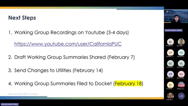 Utilities required to submit document summaries by February 18 for docket filing