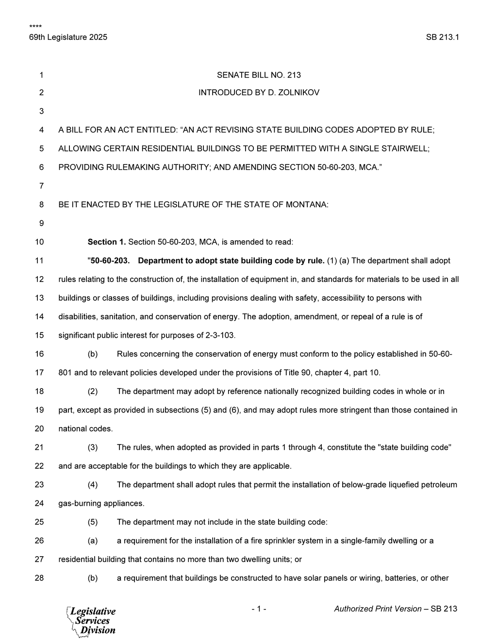 Montana Senate passes SB 213 to revise state building codes