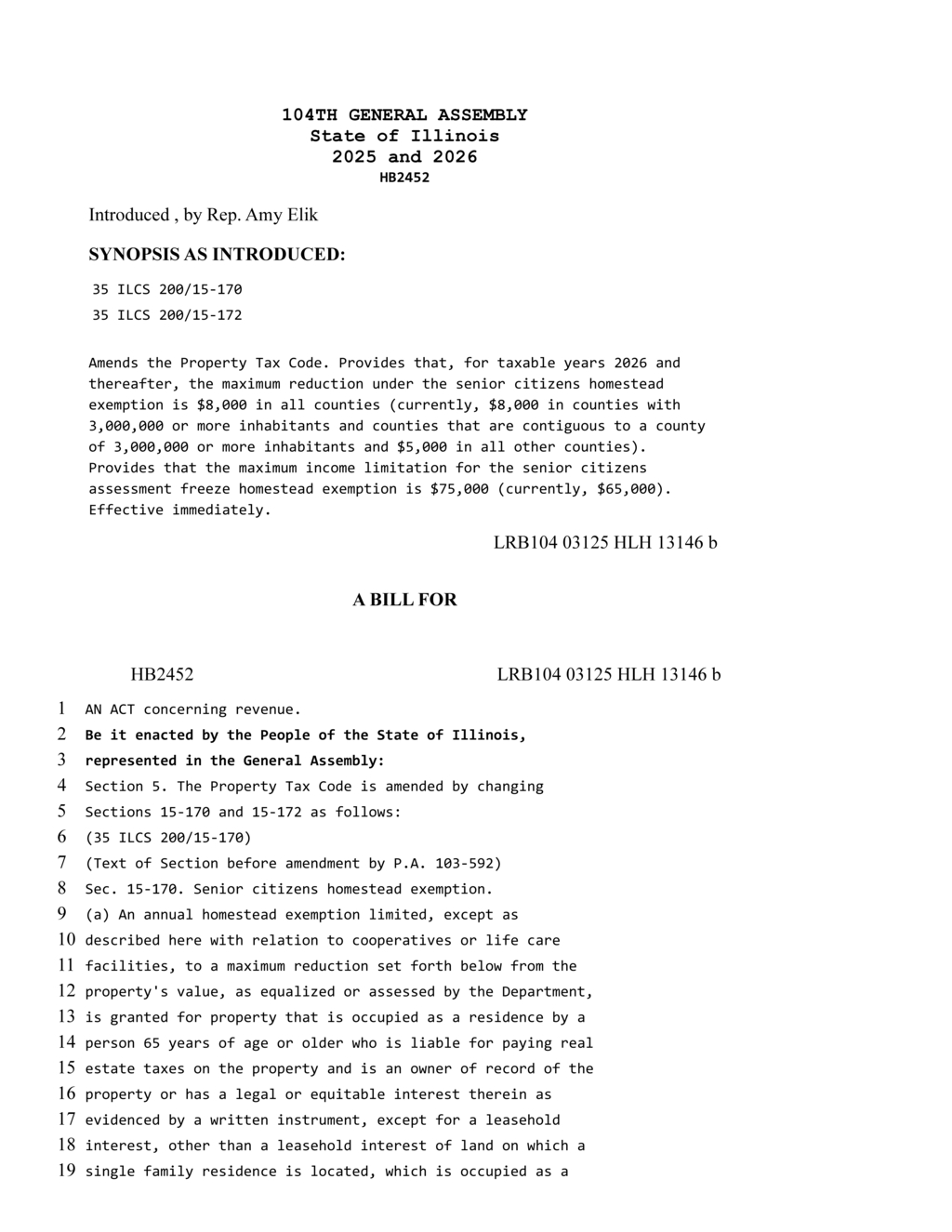 Legislation proposes new property tax exemptions for low-income seniors