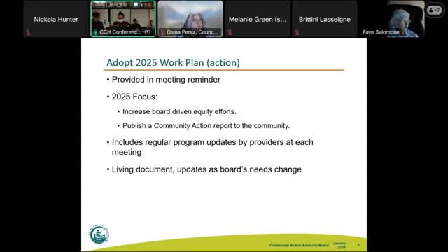 Community Action Advisory Board approves 2025 work plan focusing on equity and program updates
