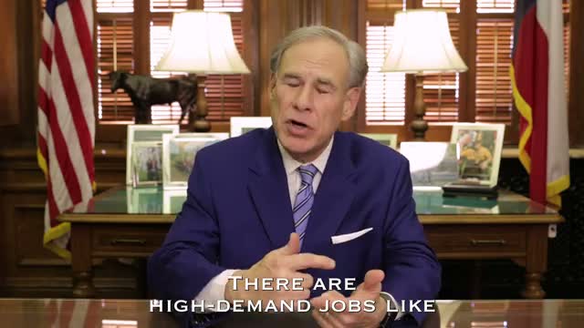 Unidentified speaker urges emergency designation for high-school career training in Texas