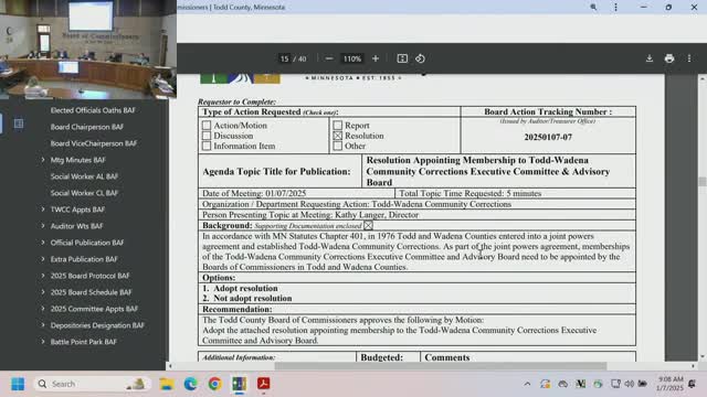 Todd County names representatives to Todd Wadena Community Corrections governing boards