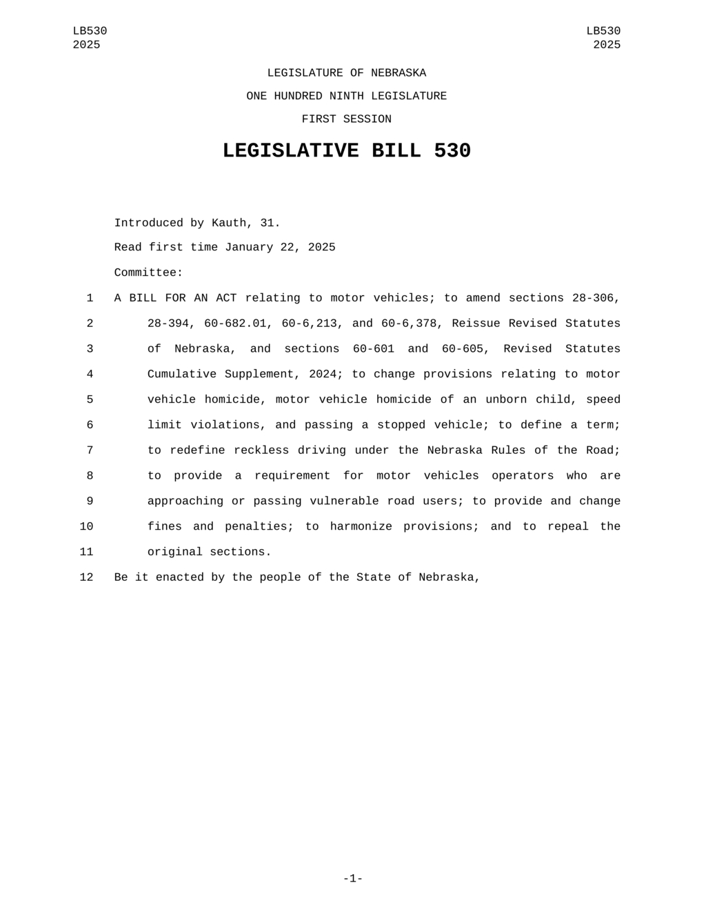 Nebraska amends road safety laws to protect vulnerable road users