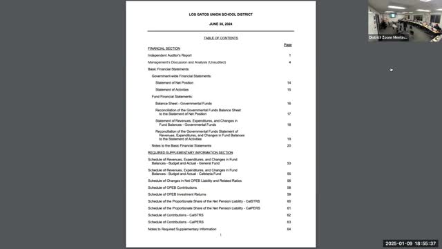 Auditor gives Los Gatos Union an unmodified opinion; board accepts 2023–24 financial audit