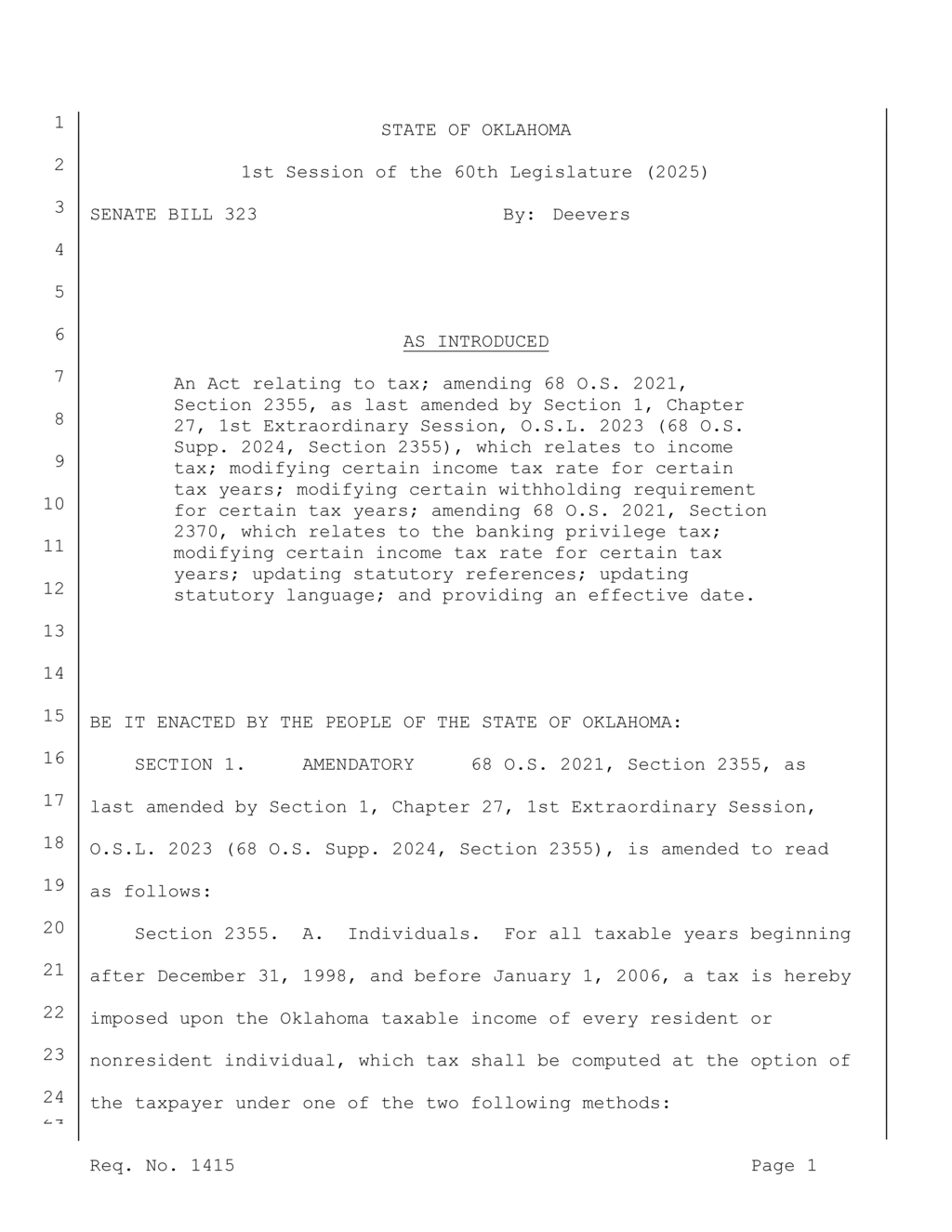 Oklahoma implements new income tax brackets starting January 2024