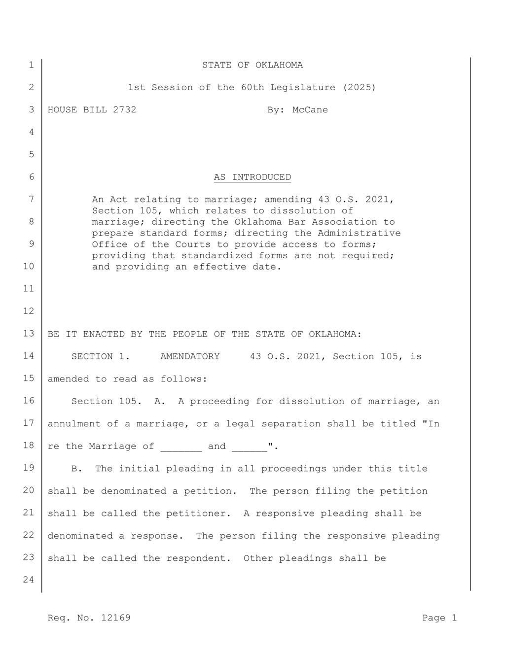 Oklahoma enacts standardized divorce forms for public access by 2025