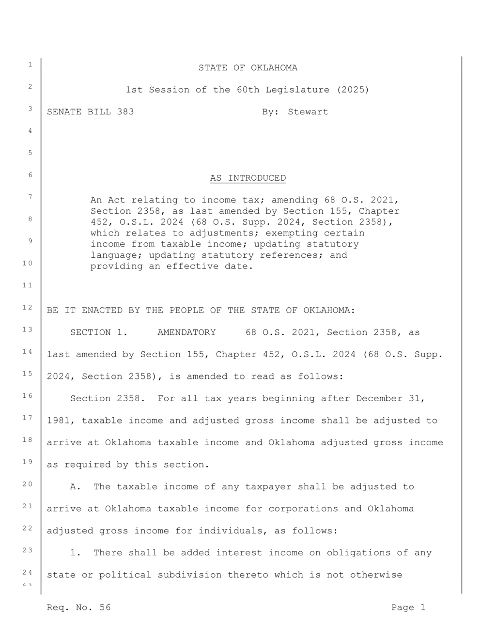 Oklahoma exempts Social Security benefits from taxable income