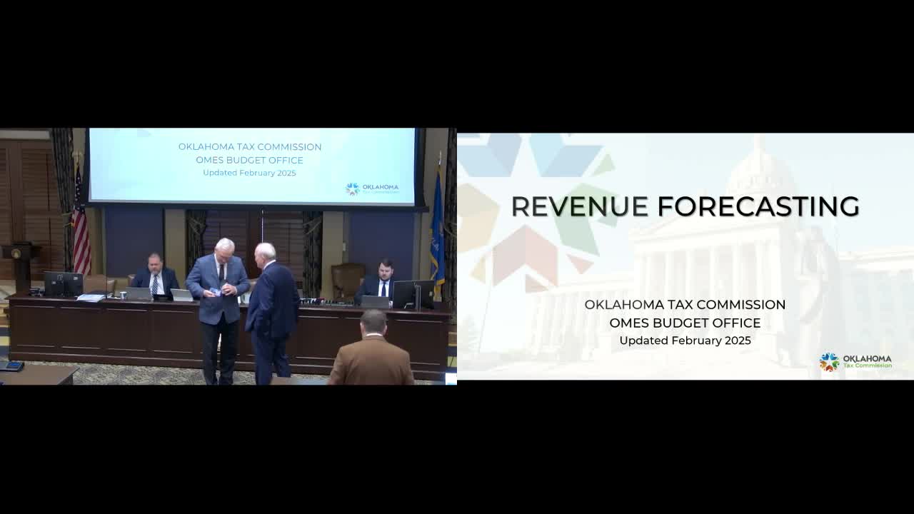 Oklahoma tax commissioners, OMES staff outline how state revenue estimates are produced and risks tied to oil, grocery tax cut