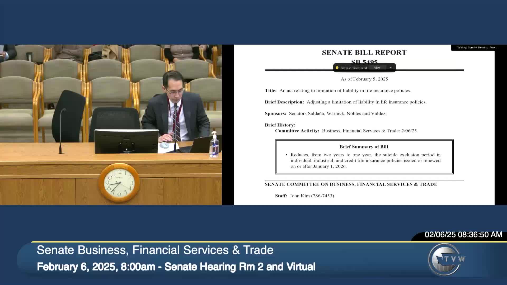 Senator Saldana proposes bill to shorten suicide insurance waiting period from two years to one
