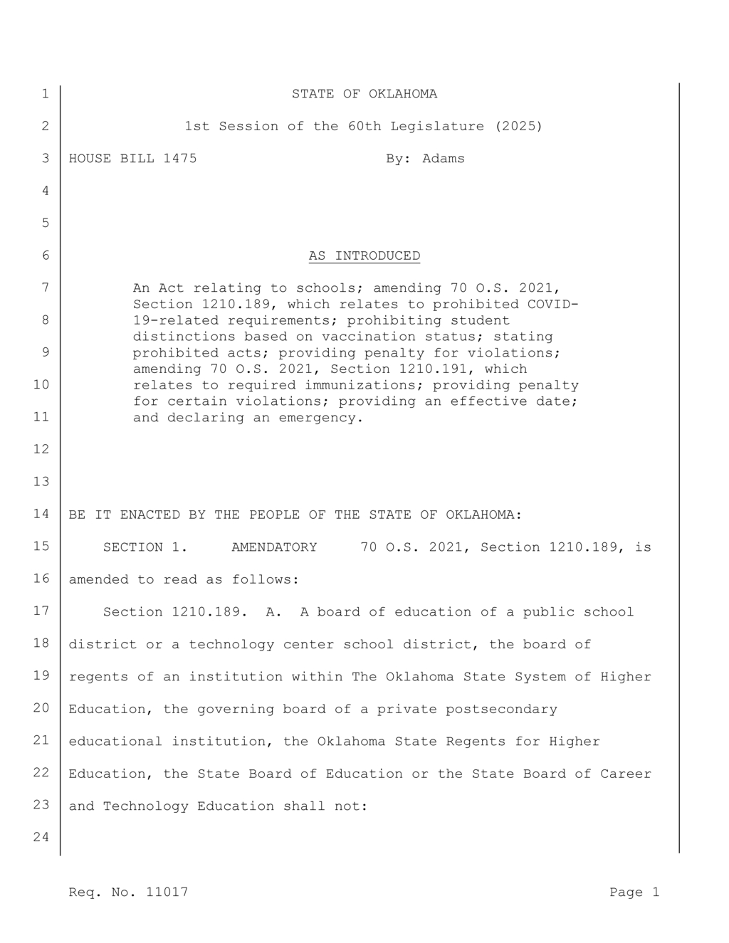 Oklahoma enforces new school immunization requirements for minors