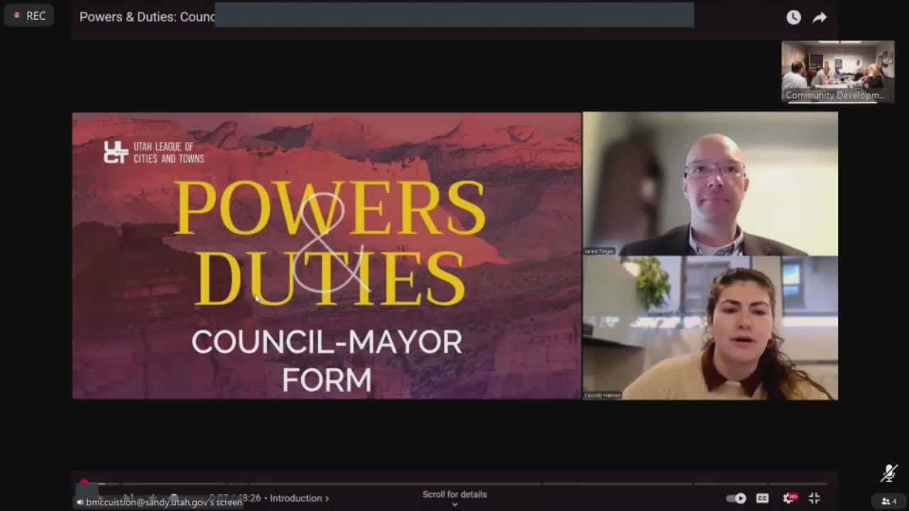 Sandy City Council explores strong mayor form in government training webinar