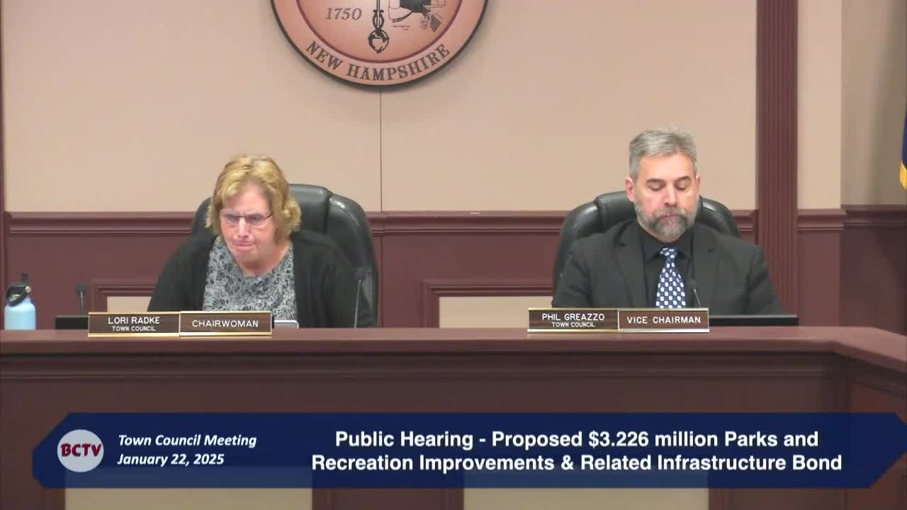 Council sends $3.226 million parks and recreation bond to deliberative session; council does not recommend article