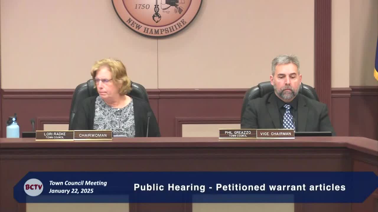 Votes at a glance: Town Council moves warrant articles to Feb. 3 deliberative session, records recommendations and makes two appointments