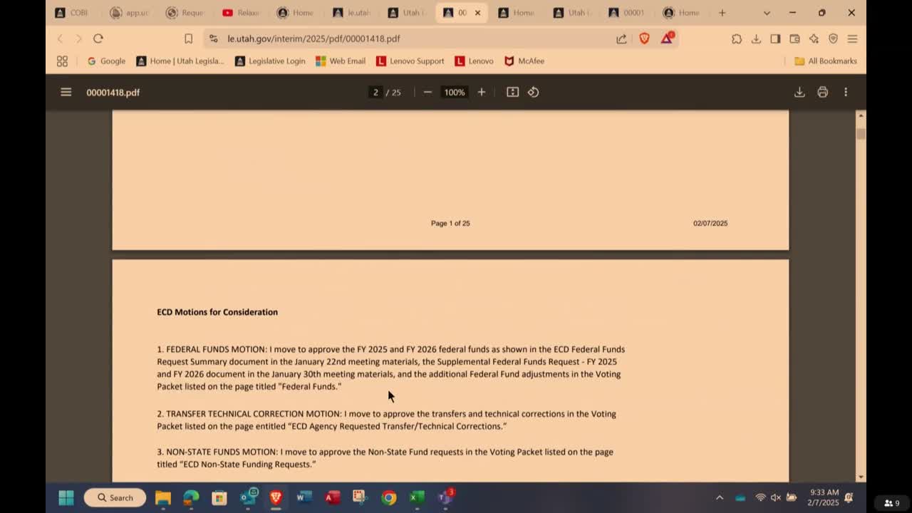 Appropriations subcommittee approves federal funds, technical corrections, reallocations and adopts RFA priorities with adjustments