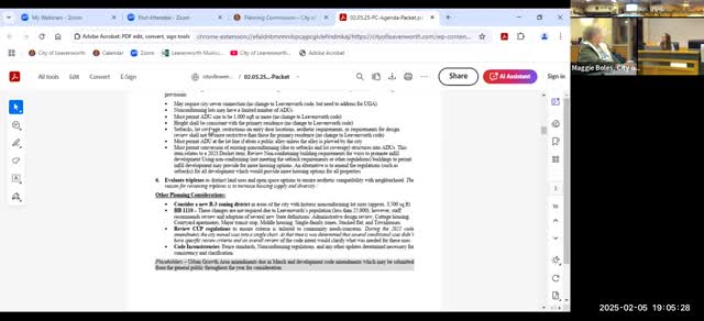 Leavenworth planning commission debates ADU changes, lot‑coverage and parking rules under new state law