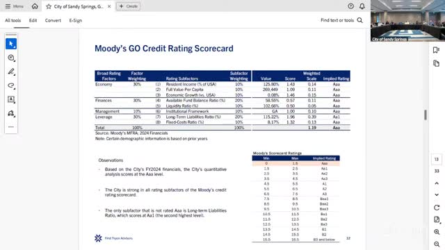 Sandy Springs presentation credits insourcing with nearly $26 million savings; staff outlines 20‑year accomplishments