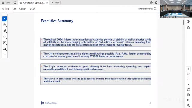Sandy Springs retains AAA credit ratings; advisers say city can borrow but urge caution