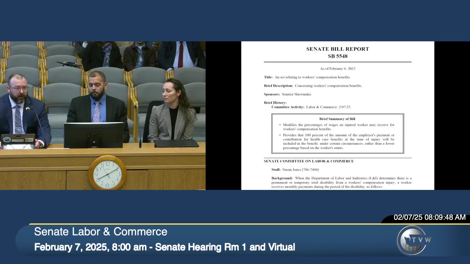 Committee hears bill to require full employer-paid health benefits for injured workers