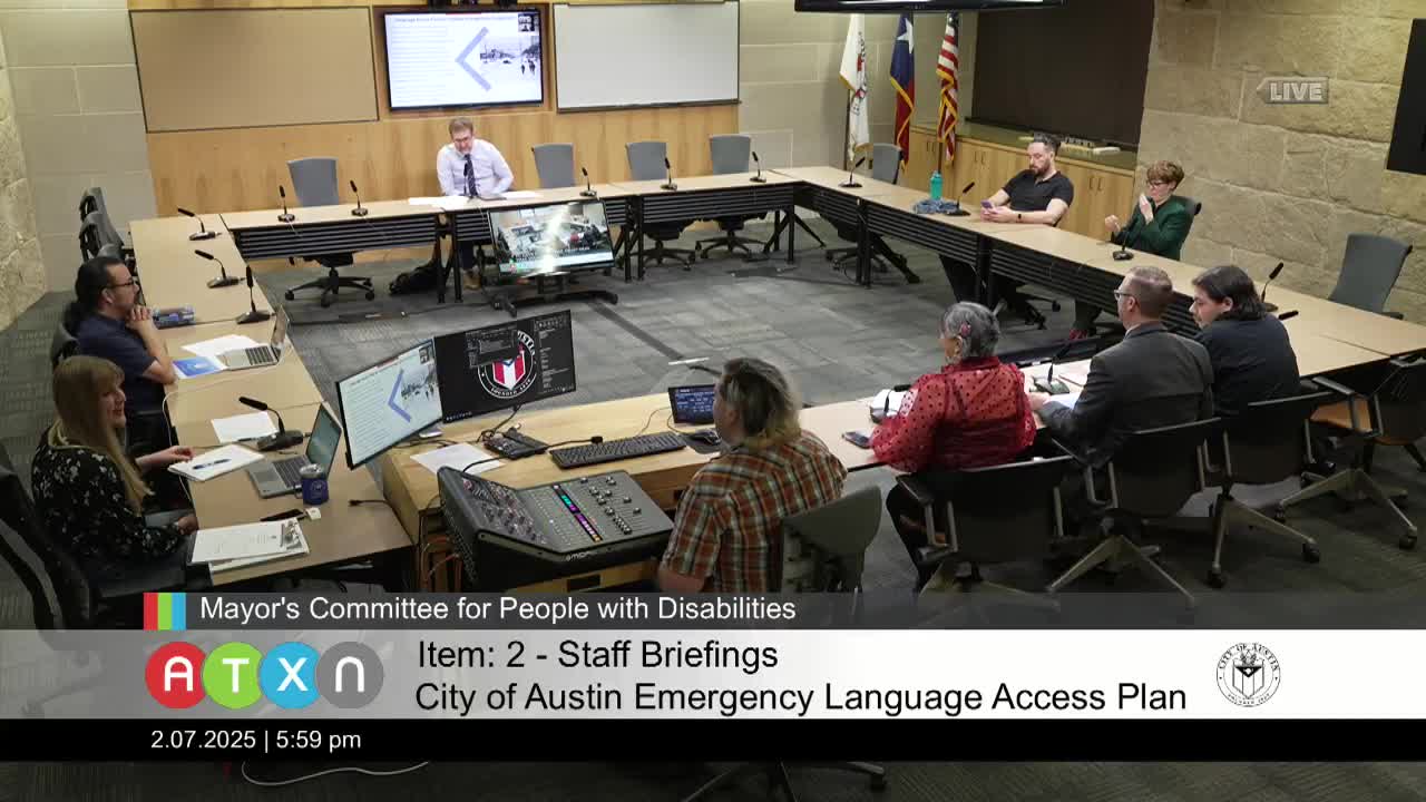 City presenters lay out Language Access Plan for citywide emergencies, including ASL alerts and pretranslated messages