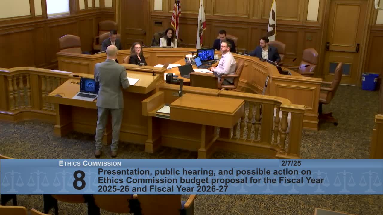 Ethics director outlines 15% cut scenario and alternative budget requests; Clerk of the Board urges retention of Form 126 system