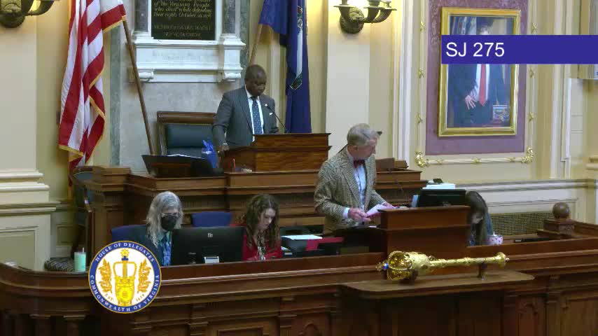 Virginia House approves block of bills, adopts resolutions and confirms appointments; several appointment lines rejected